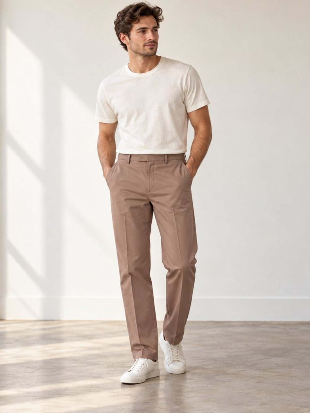 Hugo Boss Taupe Tan Tailored Straight Leg Trousers Size 40R